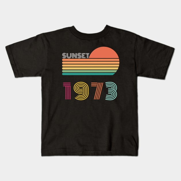 Sunset Retro Vintage 1973 Kids T-Shirt by Happysphinx